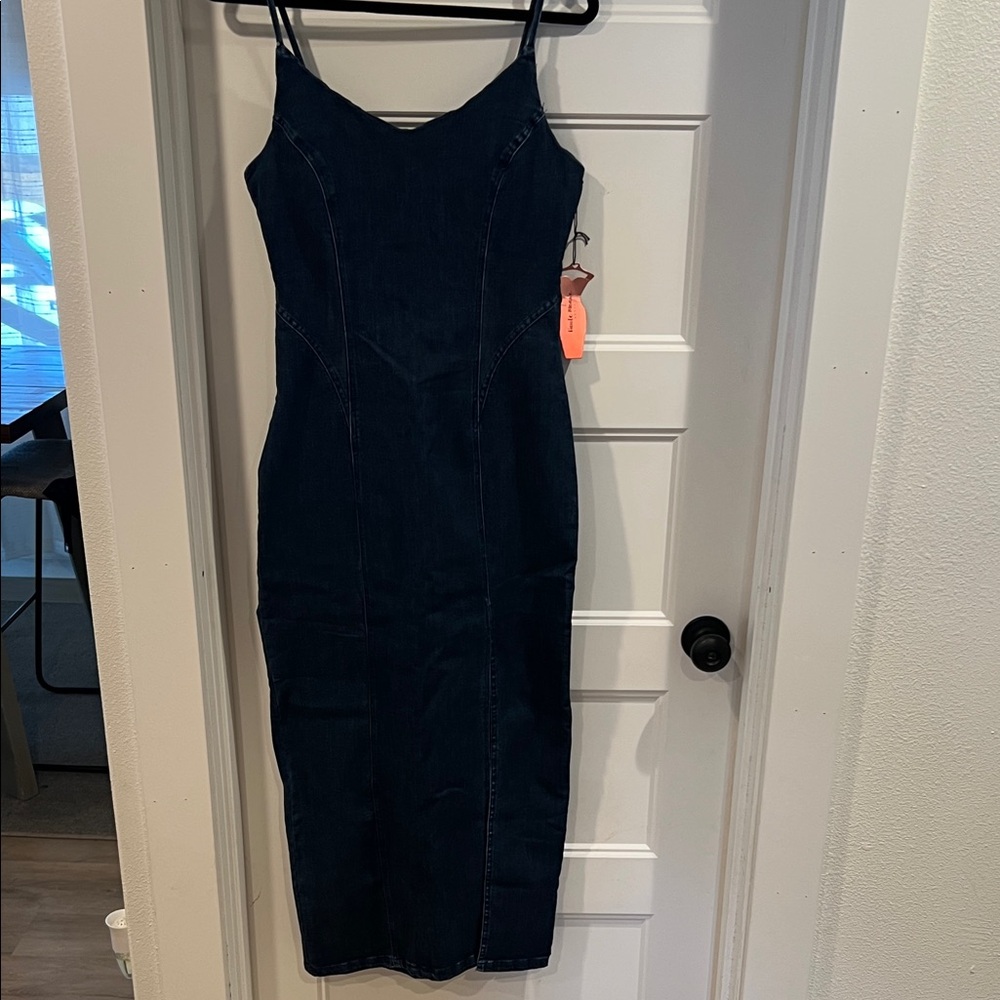 Elegant Blue Denim Dress super stretch